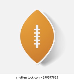 Paper clipped sticker: rugby ball. Isolated illustration icon
