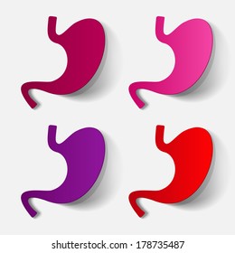 Paper clipped sticker: s. Isolated illustration icontomach