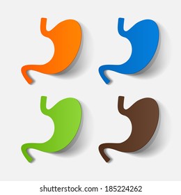 Paper clipped sticker: s. Isolated illustration icontomach