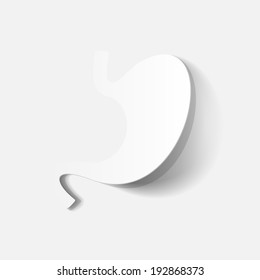 Paper clipped sticker: s. Isolated illustration icontomach