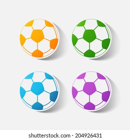 Paper clipped sticker: soccer-ball. Isolated illustration icon