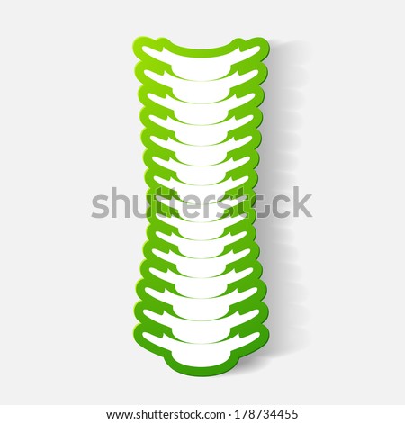 Paper clipped sticker: spine. Isolated illustration icon
