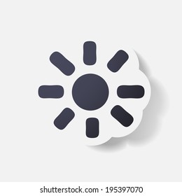 Paper clipped sticker: sun. Isolated illustration icon