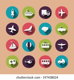 Paper clipped sticker: transport Set. Isolated illustration icon