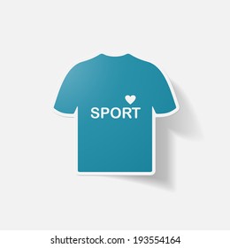 Paper clipped sticker: t-shirt for sports. Isolated illustration icon