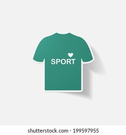 Paper clipped sticker: t-shirt for sports. Isolated illustration icon