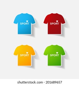 Paper clipped sticker: t-shirt for sports. Isolated illustration icon