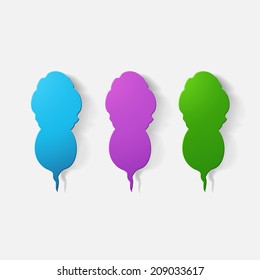 Paper clipped sticker: vegetable radish. Isolated illustration icon