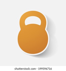 Paper clipped sticker: weight. Isolated illustration icon
