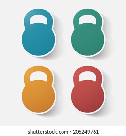 Paper clipped sticker: weight. Isolated illustration icon