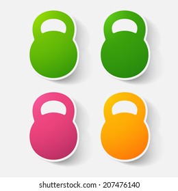 Paper clipped sticker: weight. Isolated illustration icon