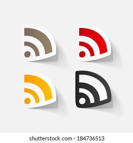 Paper clipped sticker: Wireless Network Symbol.