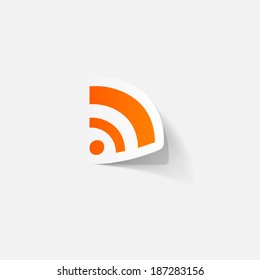 Paper clipped sticker: Wireless Network Symbol. Isolated illustration icon