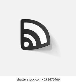 Paper clipped sticker: Wireless Network Symbol. Isolated illustration icon