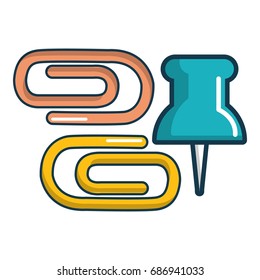 Paper clips binders icon. Cartoon illustration of paper clips binders vector icon for web design