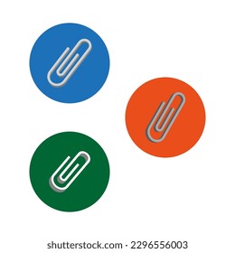 paper clips colored circles for web design. Vector illustration.