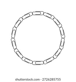 Enmarcado de Clips de papel con espacio en blanco. Enmarcando la Plantilla del Diseño gráfico. Símbolo aislado en el fondo blanco. Ilustración vectorial