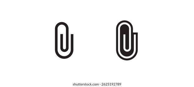 ícone de clipes de papel, linha estacionária e conjunto de ícones planos, traçado editável isolado em branco, ilustração de contorno de vetor linear, estilo de design de logotipo de símbolo