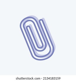 Icono de clips de papel con estilo de dos tonos de moda aislado en un fondo azul suave