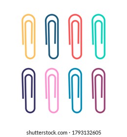 Paper clips on paper for trendy flat style for graphic design, web-site. Stock Vector illustration.