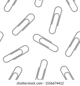 Paper clips seamless pattern. Vector background