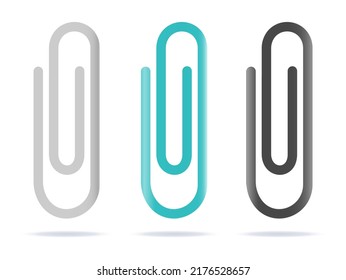Paper clips set. Cartoon minimal style. 3d vector icon.