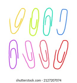 Colocación de clips de papel en estilo doodle, ilustración vectorial