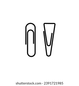 Paper clips silhouette vector on white background. Office supply icons. Stationery symbols. Item for office, school concept.