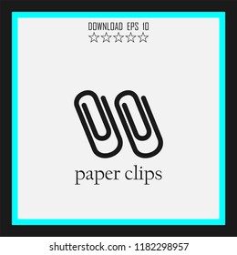 paper clips sketch vector icon