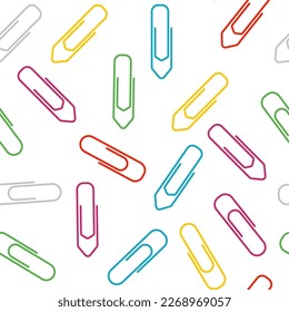Paper clips vector cartoon seamless pattern background for wallpaper, wrapping, packing, and backdrop.