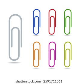 Paper clips vector multicolor collection