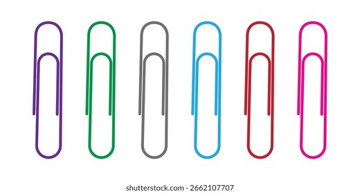 Conjunto de Vector de Clips de papel - Papelería de oficina Arte de Clip en varias Formas y estilos Diseño de Vector