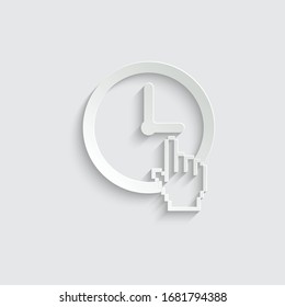 Paper clock - black vector icon, clock setting icon. time icon