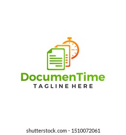 Paper clock logo design concept. Management time business illustration