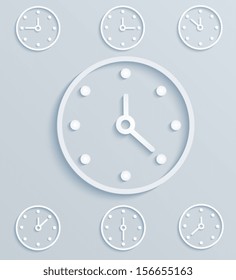 Paper clock. Set of mechanical clock
