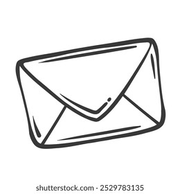 Icono de línea de sobre cerrado de papel. Carta de esquema, tarjeta de invitación de boda paquete en blanco. Entrega, mascota de correspondencia postal, sobre de correo dibujado a mano con Ilustración vectorial de icono de mensaje