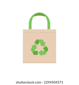 Paper or Cloth bag with recycle sign vector, International plastic bag free day related