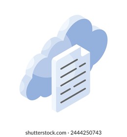 Paper with cloud, an amazing icon of cloud file, internet data storage