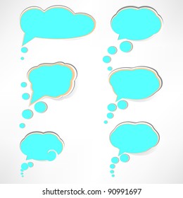 Paper Cloud bubble to speech, blue element. vector