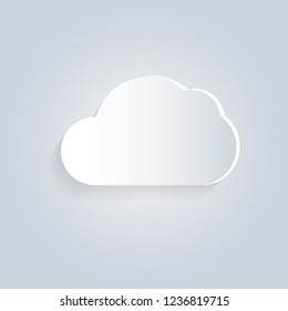 Paper cloud icon. Upload on cloud vector icon Internet symbol sign. Download computing data illustration. Storage server button. Save database navigation emblem.