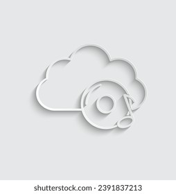 icono de la música en la nube de papel. signo vectorial.