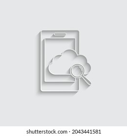 icono de búsqueda en la nube de papel en el icono Smart Devices del teléfono móvil.