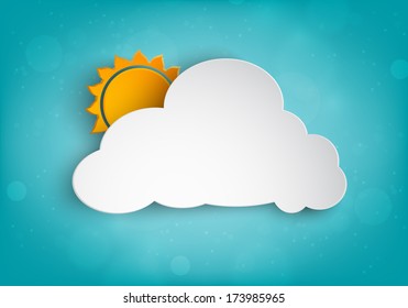 paper cloud with the sun for your text