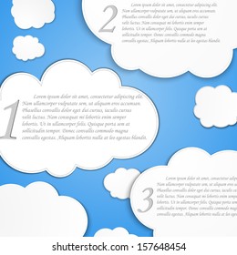 Paper clouds background with place for text