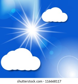 Paper clouds in the blue sky