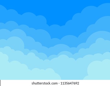 Paper clouds and blue sky background. Vector illustration