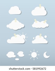paper clouds in blue sky vector eps 10