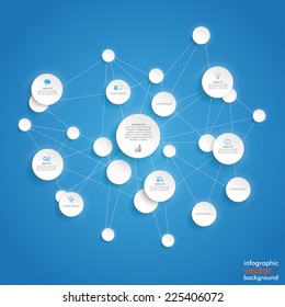 Paper clouds with networks on the blue background. Eps 10 vector file.