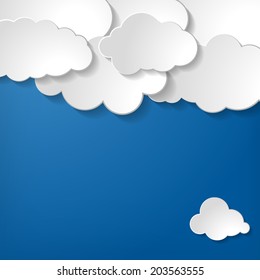 paper clouds on a blue background