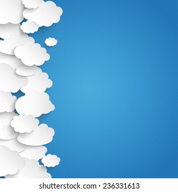 Paper clouds on the blue background. Eps 10 vector file.